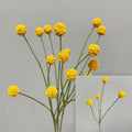 Kunstblume Craspedia (Goldkugel), Busch mit 4 Blütenköpfen, Kunststoff, für Hochzeit, Hotel und Wohnraum-Deko
