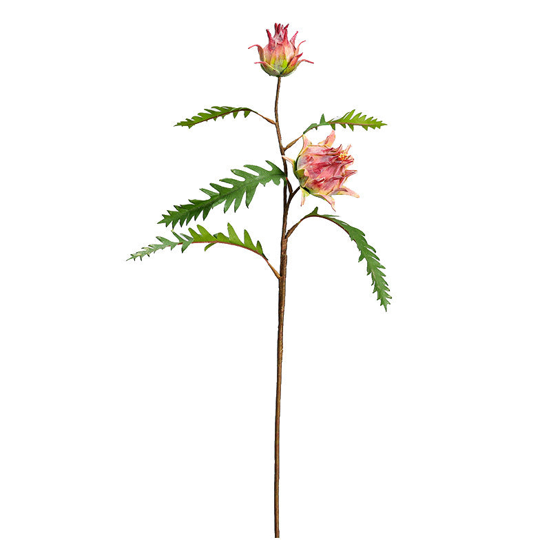 Kunstpflanze Distel, 2 Blütenköpfe, 30 cm Höhe, für Innendekoration, Hotel, Büro
