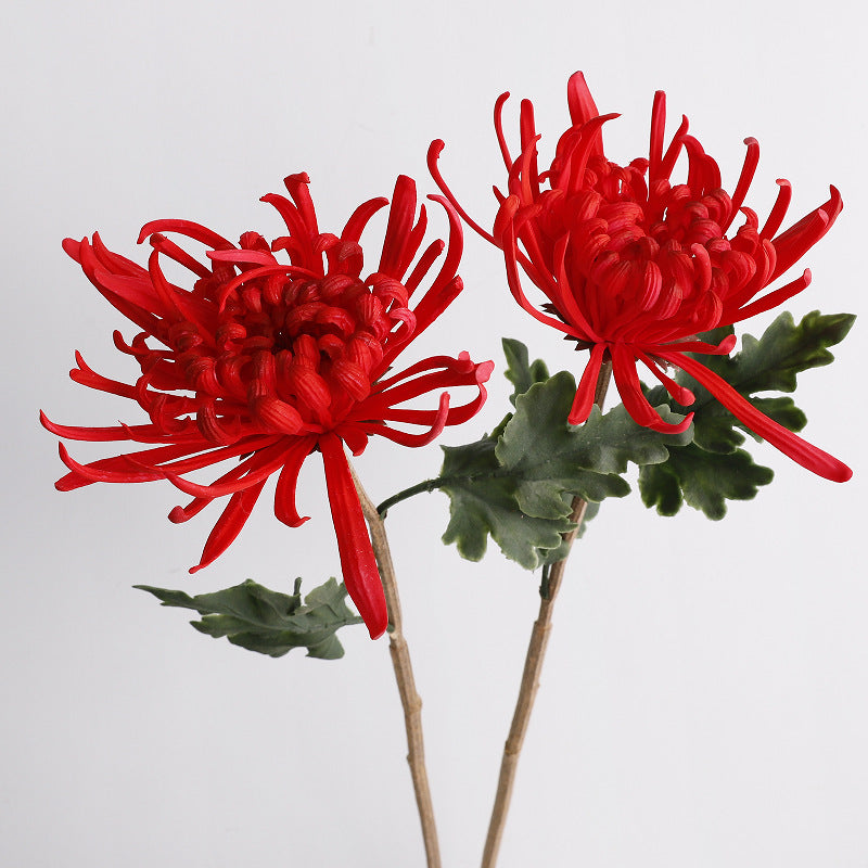 Künstliche Chrysantheme, einzelner Stiel mit 1 Blüte (20 cm Durchmesser), 72 cm hoch, PU-Material, für Hochzeitsdekoration und Innenraum