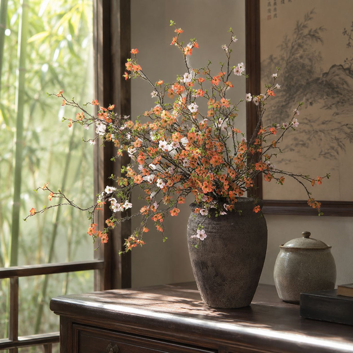Künstliche Chimonanthus-Blume, einzelner Stiel mit 88 Blüten, 110 cm, PU-Material, moderne Tischdekoration für Zuhause, Hotel und Gewerbe