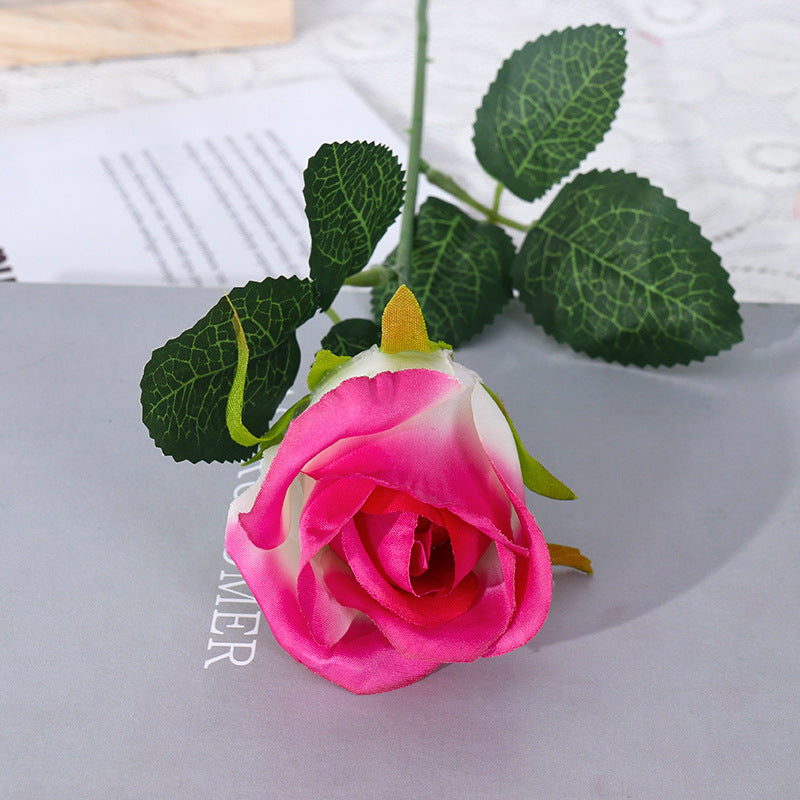 Künstliche Schneeberg-Rose, Einzelstiel mit 1 Blüte, biegbarer Stiel aus Stoff und Draht, für Hochzeit, Hotel und Zuhause