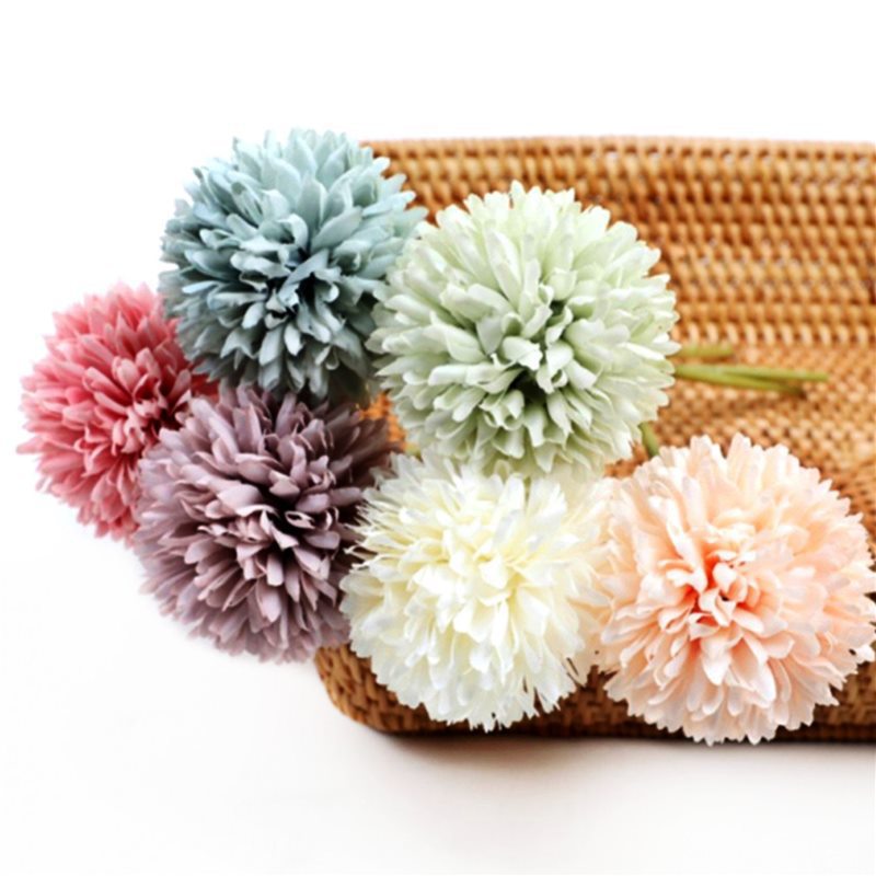 Künstliche Pompon-Chrysantheme, 10 Einzelstiele mit je 1 Blüte, Stoffblüten in Macaron-Farben, für Hochzeit & Dekoration