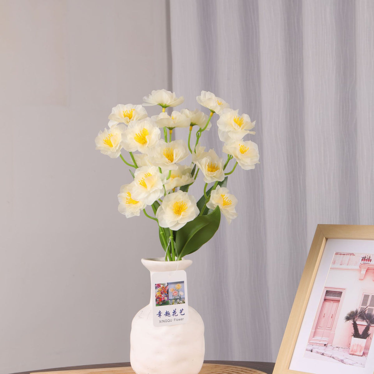 Künstlicher Flieder-Blumenstrauß mit 20 Blüten, 25 cm hoch, PU-Material, für Hochzeit, Dekoration, Büro, Zuhause