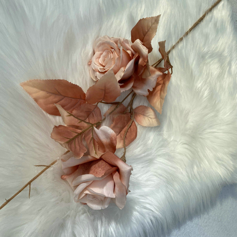 Künstliche Iris-Rose, 1 Stiel mit 2 Blüten, 80 cm Höhe, aus Seidenstoff, für Hochzeiten und Wohnaccessoires