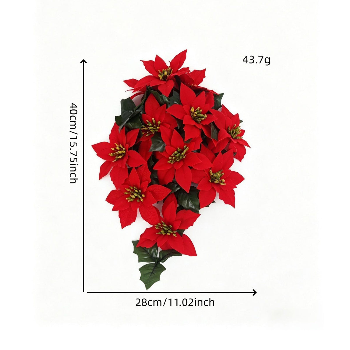 Künstliche Weihnachtsstern-Girlande mit 11 Blüten, 40 cm, für festliche Dekoration, Hochzeiten und Gewerbe