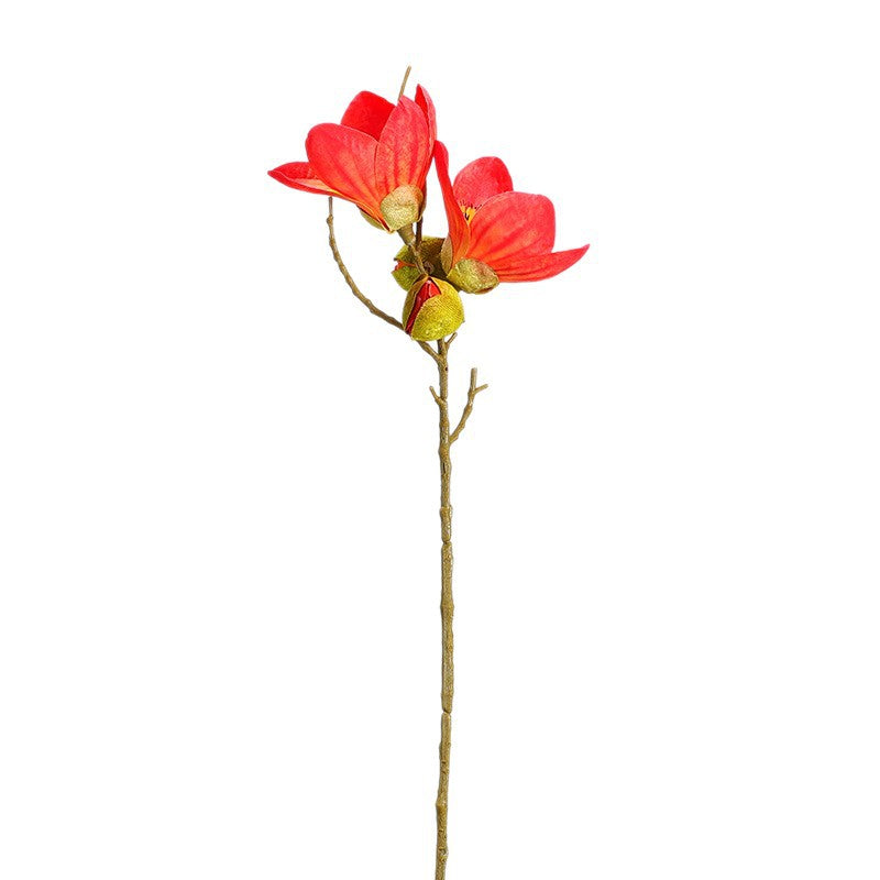 Künstliche Kapokblüte, einzelner Stiel mit 4 Blüten, 42 cm Höhe, aus Seidenstoff, für Innendekoration