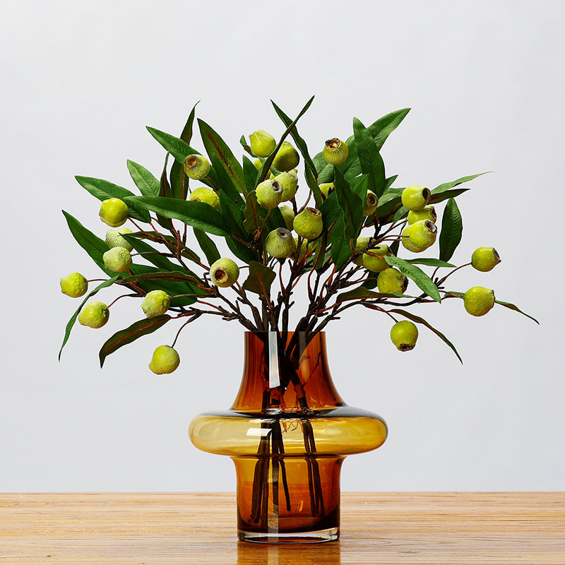 Künstlicher Obstbaum-Zweig mit Blättern, 45 cm, 9 Blätter, Buschform, für Hochzeiten, Innendekoration und kommerzielle Räume