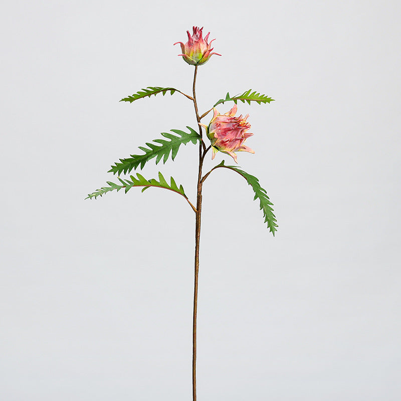 Kunstpflanze Distel, 2 Blütenköpfe, 30 cm Höhe, für Innendekoration, Hotel, Büro