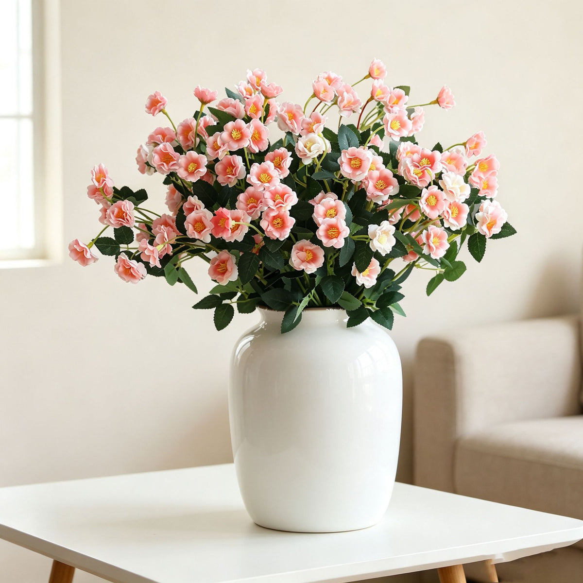 Künstliche Rosenstrauß, 37 cm, aus Seidenstoff, perfekt für Hochzeiten, Innen- und Außendekoration, Büro, Hotel, Einzelhandel