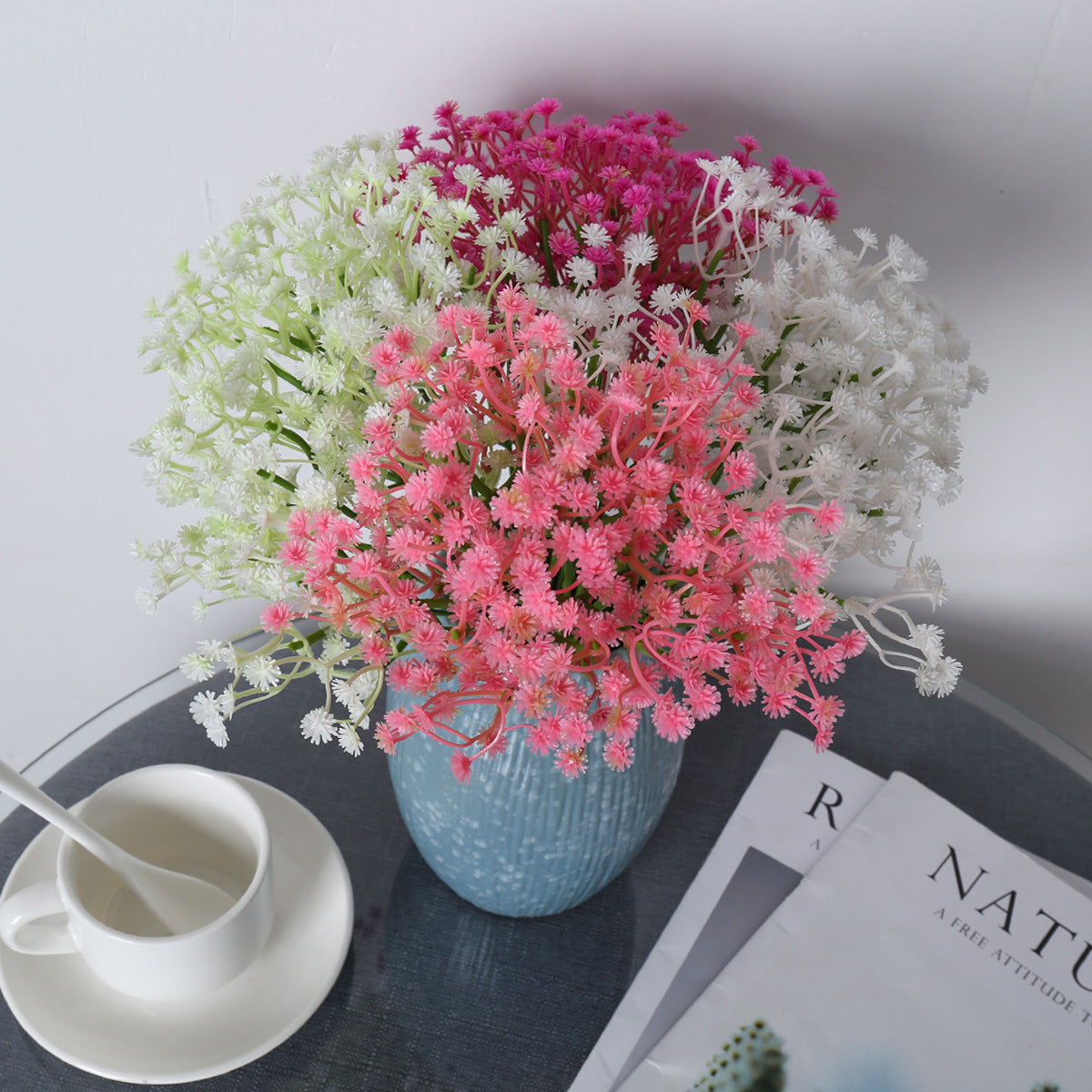 10 Kunststoff-Gypsophila (Schleierkraut) Bündel, je 30 cm, für Hochzeitsdekoration, Trauerkränze, Café-Deko, langlebig & pflegeleicht