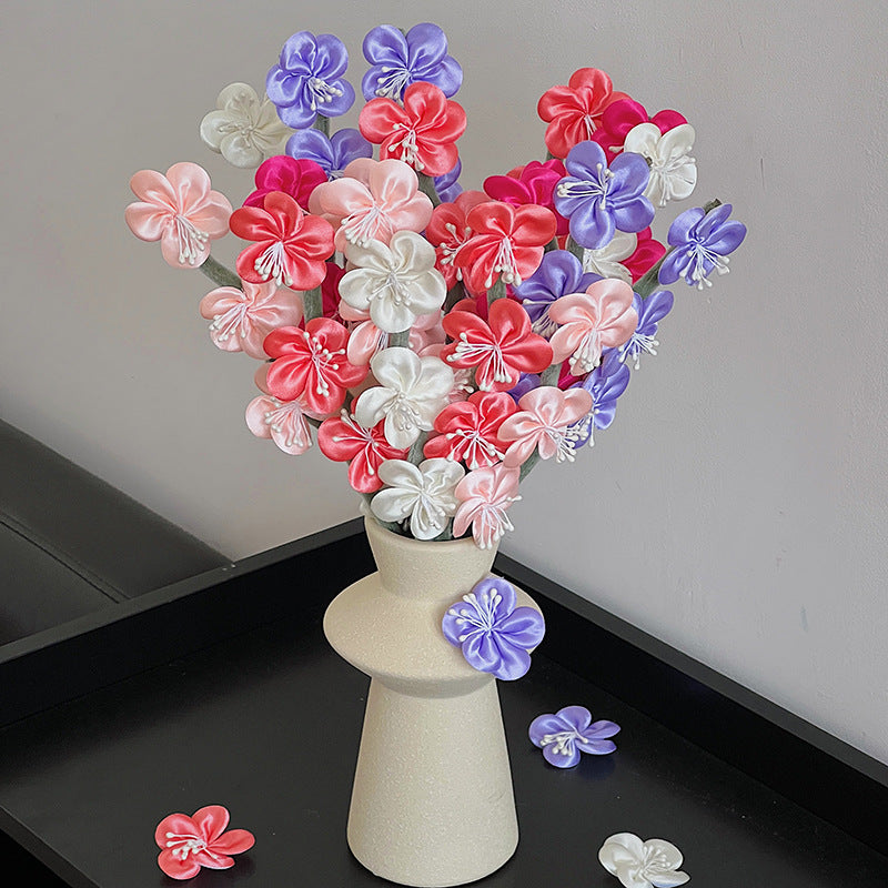 Künstliche Seiden-Pflaumenblüten Bouquet, 10 Stiele mit 30 Blüten, 30 cm hoch, für Hochzeit, Dekoration, Handel
