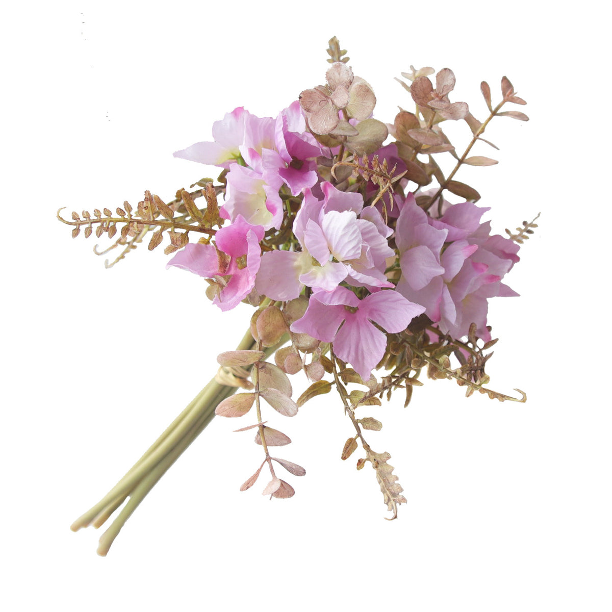 Künstliche Hortensien und Eukalyptus-Strauß, 33 cm, PE/PVC, ländlicher Stil, für Hochzeiten, Zuhause und Außenbereich
