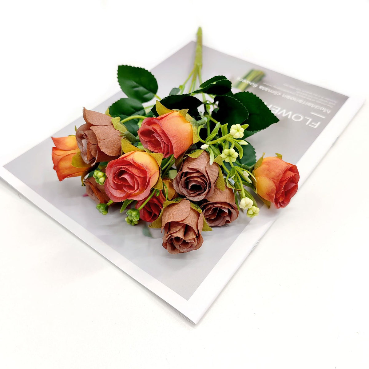 Künstliche Rosenstrauß mit 10 Blüten, 30 cm, moderne Deko für Zuhause