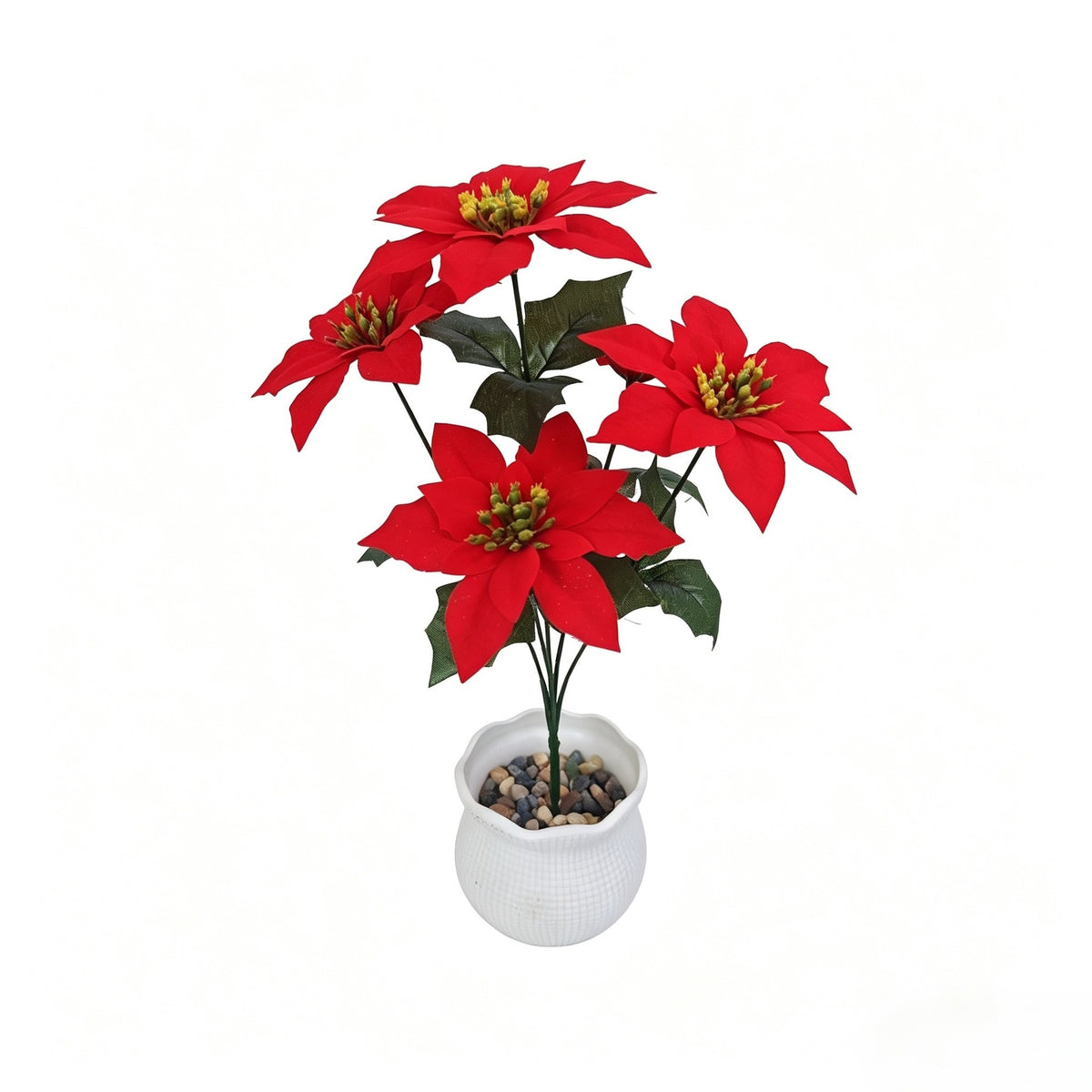 Künstliche Weihnachtsstern-Pflanze, 39 cm hoch mit 5 Blüten, für Hochzeiten, Geschäftsräume und festliche Dekoration