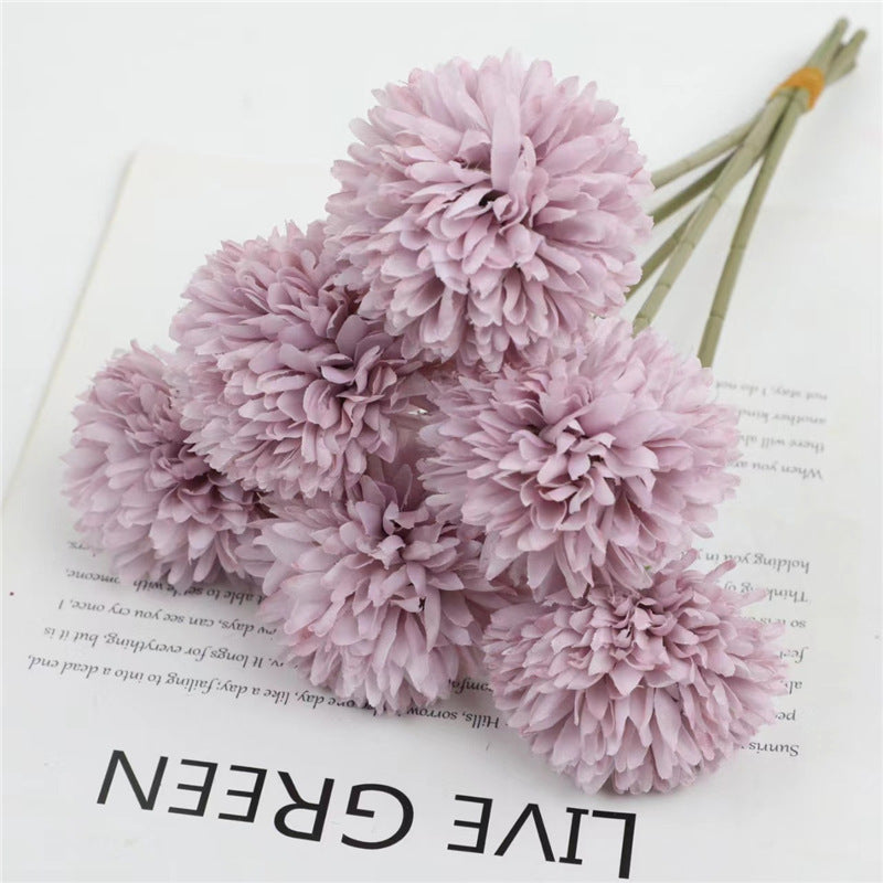 Künstliche Pompon-Chrysantheme, 10 Einzelstiele mit je 1 Blüte, Stoffblüten in Macaron-Farben, für Hochzeit & Dekoration