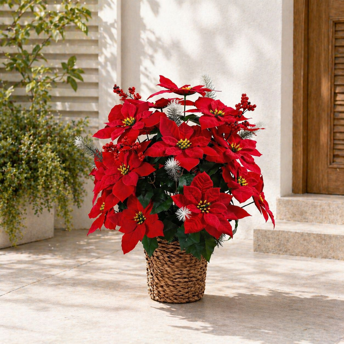 Künstliche Weihnachtssterne, 36 Blüten, 36 cm hoch, aus Seidenstoff, für Hochzeiten, Hotels und Weihnachtsdekoration