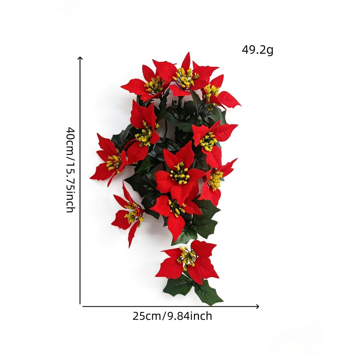Künstliche Weihnachtsstern-Girlande mit 11 Blüten, 40 cm, für festliche Dekoration, Hochzeiten und Gewerbe