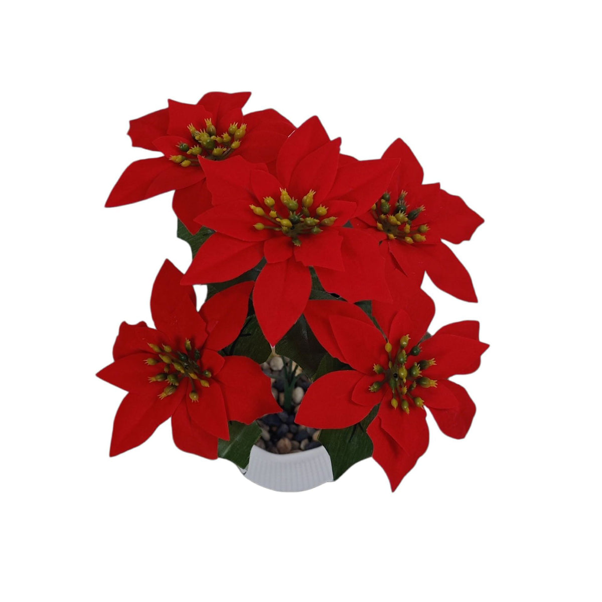 Künstliche Weihnachtssterne, 5-blütiger Busch aus Seidenstoff, 36,5 cm hoch, für Hochzeiten, Büros und Innenräume