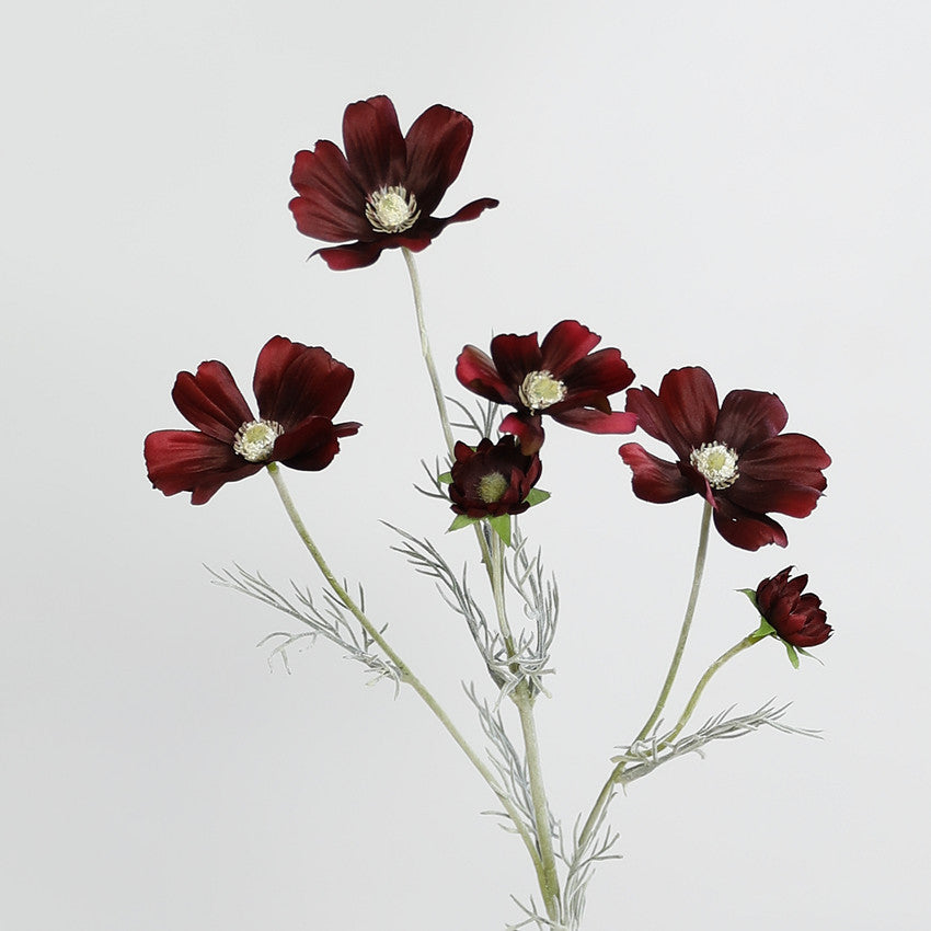 Künstliche Cosmea-Blüten, 6-blütiger Strauß aus Seidenstoff, 60 cm Höhe, für Wohn- und Geschäftsdekoration
