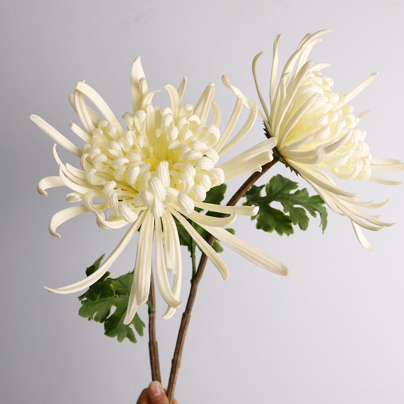 Künstliche Chrysantheme, einzelner Stiel mit 1 Blüte (20 cm Durchmesser), 72 cm hoch, PU-Material, für Hochzeitsdekoration und Innenraum