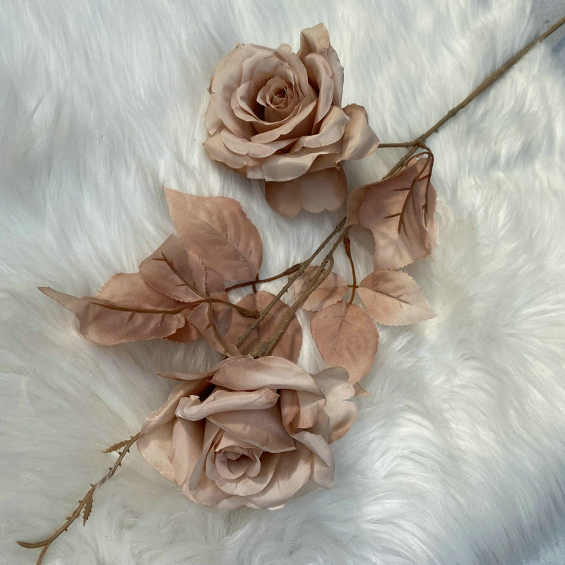 Künstliche Iris-Rose, 1 Stiel mit 2 Blüten, 80 cm Höhe, aus Seidenstoff, für Hochzeiten und Wohnaccessoires