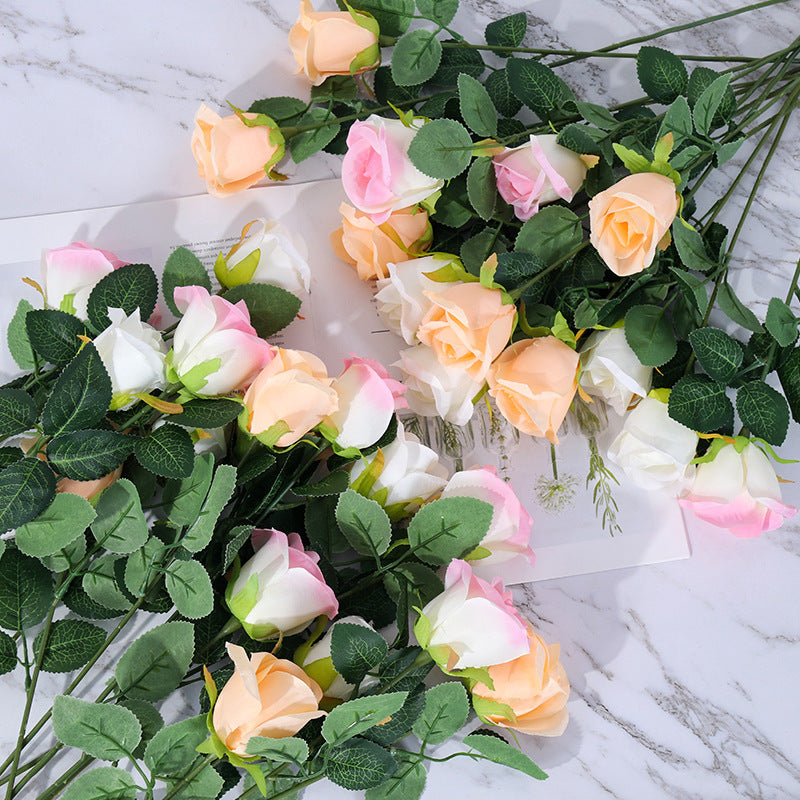 Künstliche Schneeberg-Rose, Einzelstiel mit 1 Blüte, biegbarer Stiel aus Stoff und Draht, für Hochzeit, Hotel und Zuhause