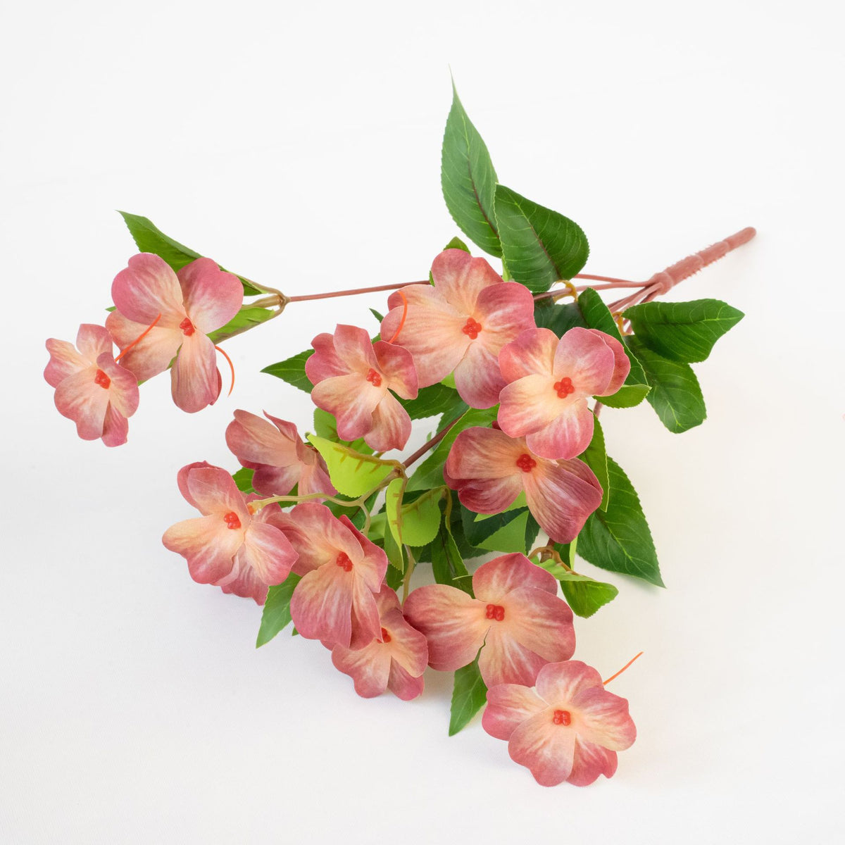 Künstliche Balsamine Blumenstrauß, 40 cm, 14 Blüten, UV-beständig, Innen- und Außenbereich