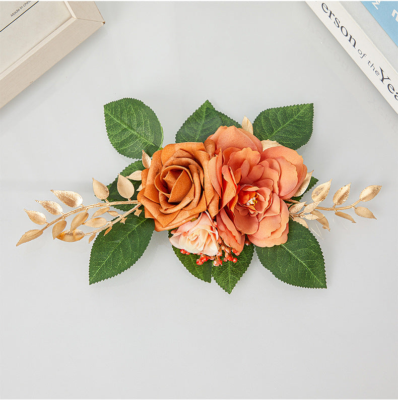 Künstliche Rosen, 3 Blüten, 24 cm, retro Design, Kunststoff, Hochzeits- und Schaufensterdekoration