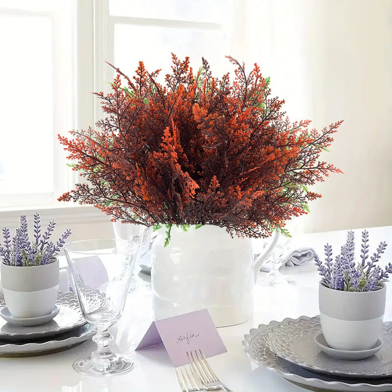 Künstliche Farnwedel-Bund Wiesenraute, Kunststoff, 7 Zweige, grün, für Innen und Außen, Hochzeit & Dekoration