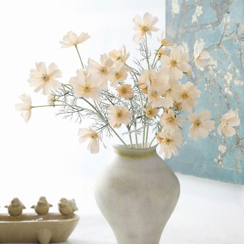 Künstliche Cosmea-Blüten, 6-blütiger Strauß aus Seidenstoff, 60 cm Höhe, für Wohn- und Geschäftsdekoration