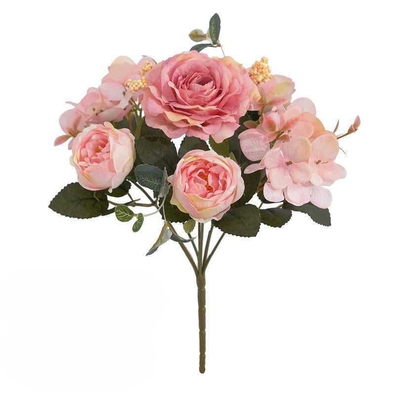 30 cm Künstlicher Pfingstrosen-Brautstrauß Hochzeits-Blumenbusch mit Hortensien