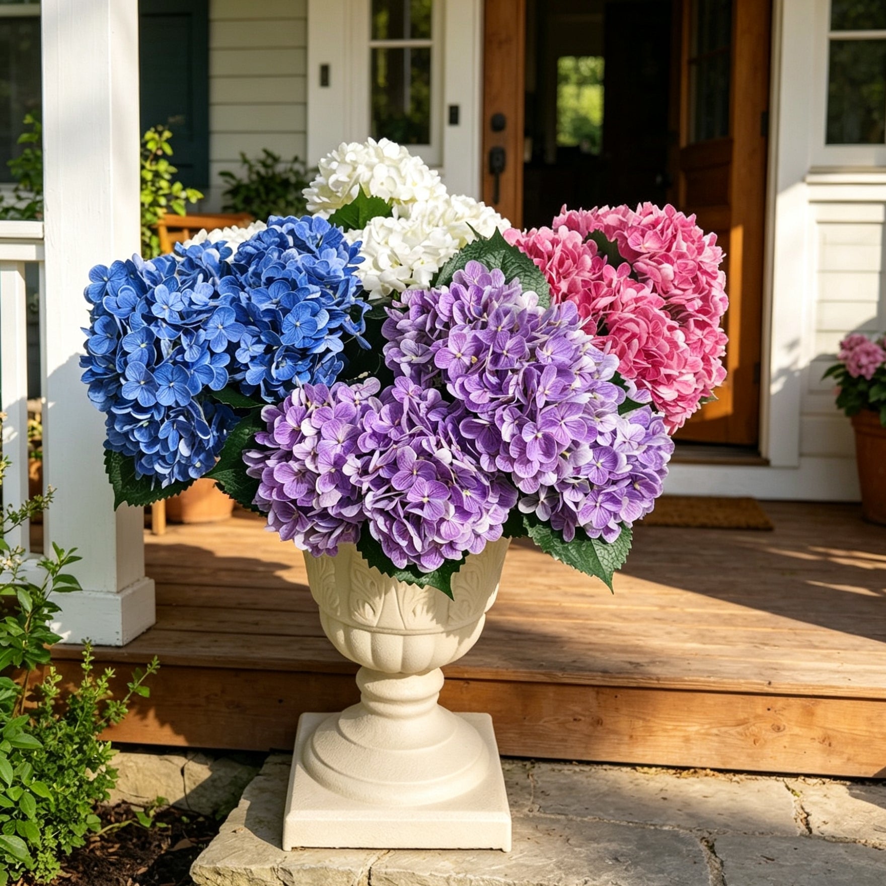 55cm Real Touch Hortensien UV-resistent – Künstliche Blume für Außenbereich Biergarten Dekoration
