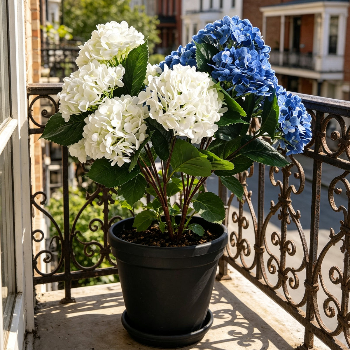 55cm Real Touch Hortensien UV-resistent – Künstliche Blume für Außenbereich Biergarten Dekoration