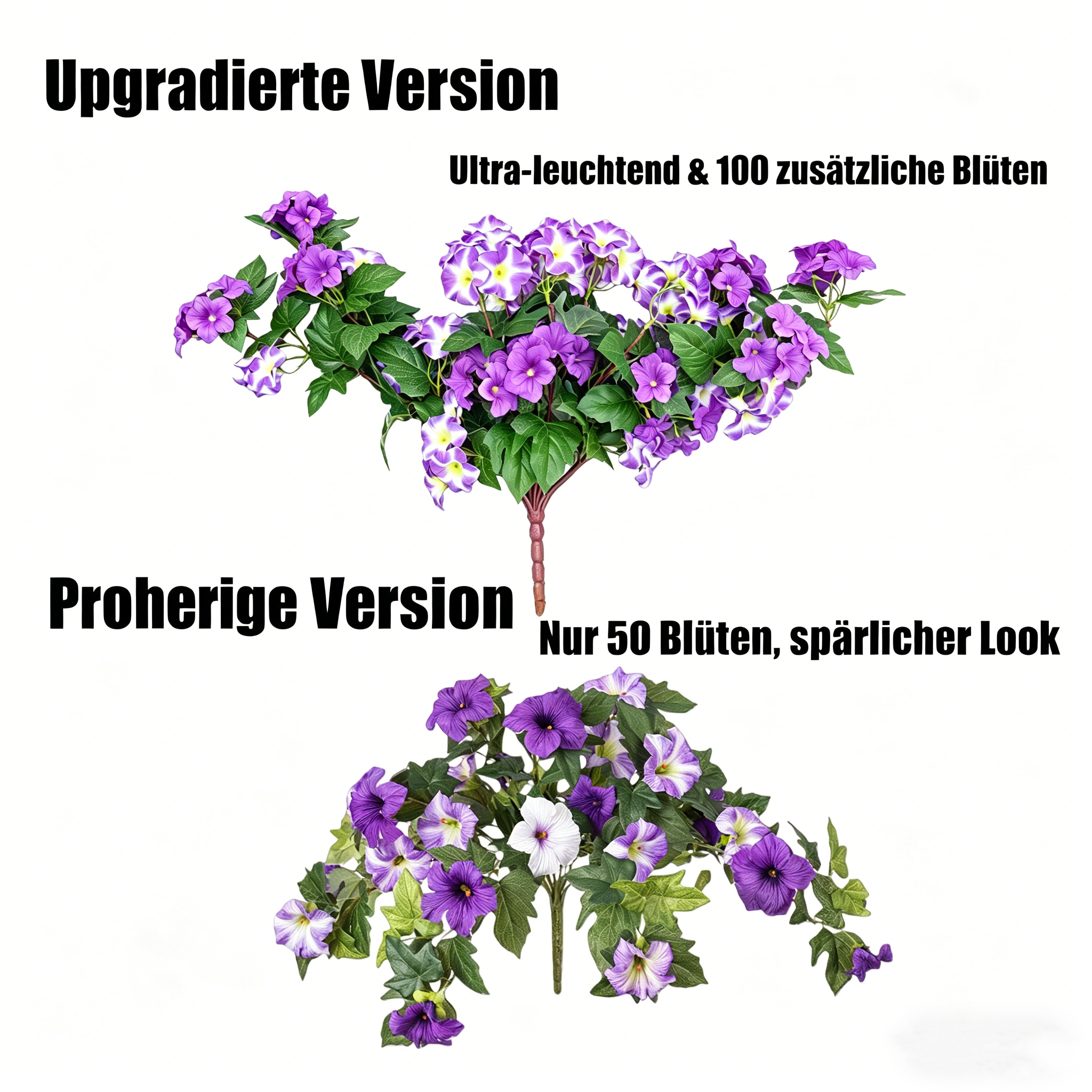 Upgraded Faux Petunia Blumen – UV-beständige Kunstblumen für Außenbereich, Garten & Terrasse Deko