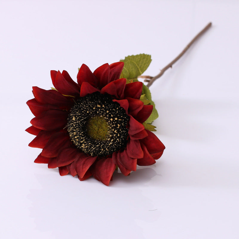 Sonnenblume Kunstblume 45 cm, Seidenblumen-Stiel im Vintage-Stil, realistische Retro-Deko für Vase, Hochzeit, Floristik & Gewerbe