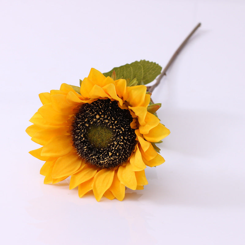 Sonnenblume Kunstblume 45 cm, Seidenblumen-Stiel im Vintage-Stil, realistische Retro-Deko für Vase, Hochzeit, Floristik & Gewerbe