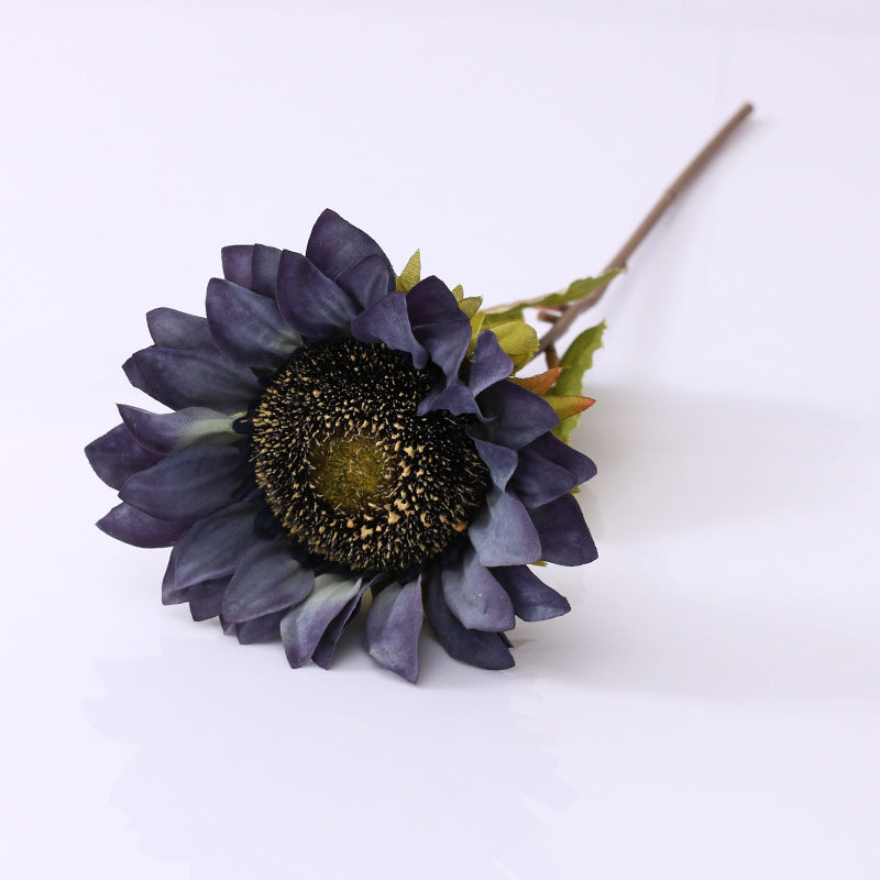 Sonnenblume Kunstblume 45 cm, Seidenblumen-Stiel im Vintage-Stil, realistische Retro-Deko für Vase, Hochzeit, Floristik & Gewerbe