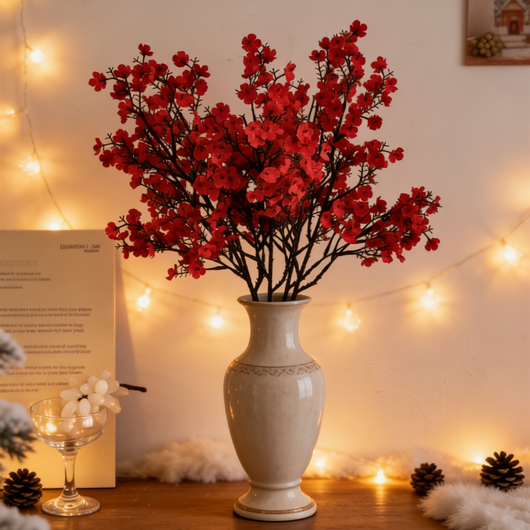 50cm Wintersweet Kunstblumen perfekt für Fensterbank & Esstisch