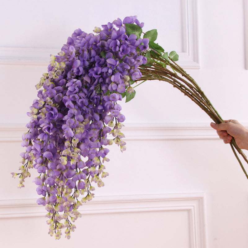 Künstlicher Blauregen 4er-Set, 109 cm lange Glyzinien Zweige, Täuschend echte Seidenblumen, Hängende Deko für Hochzeit, Event & Zuhause