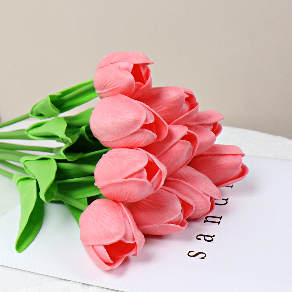 10er Set Real-Touch Tulpen (34 cm) – Latex-Kunstblumen für Hochzeitsstrauß & Home Deko