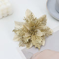 6 Stück 14 cm Weihnachtsdekoration: Glitzer & Poinsettienblüten – Ideal für Weihnachtsfestdekoration