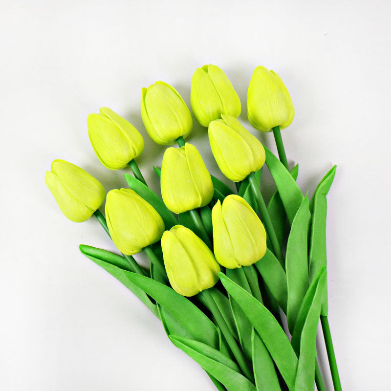 10er Set Real-Touch Tulpen (34 cm) – Latex-Kunstblumen für Hochzeitsstrauß & Home Deko