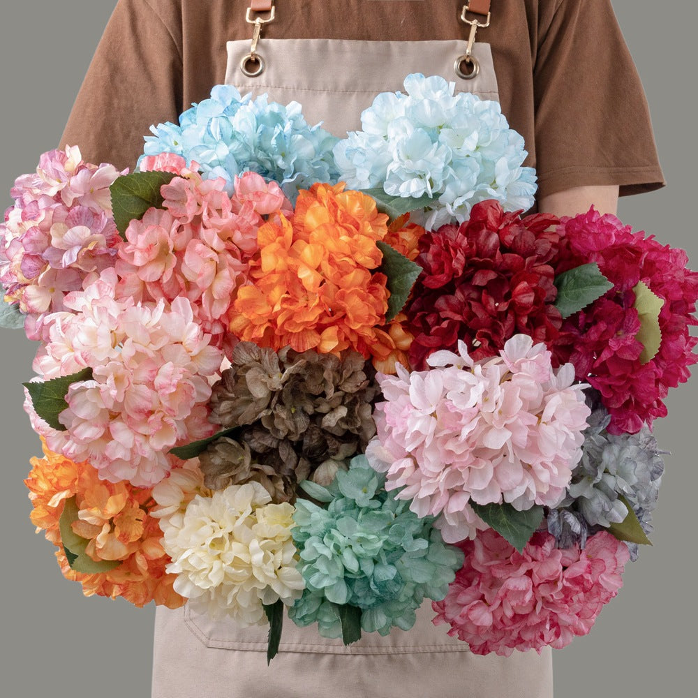 Kunstblumen Hortensien Vintage | 35 cm | Geflammter Rand | Realistisch | Herbst & Winter Deko für Vase & Hochzeit
