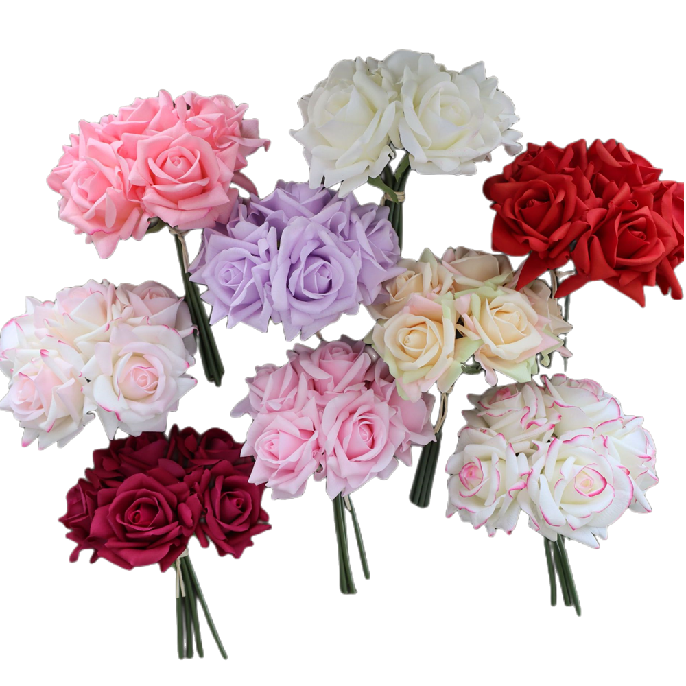 Rosenstrauß 25 cm Real Touch – Täuschend echte Kunstblumen für Tischdeko, Hochzeit & Vase
