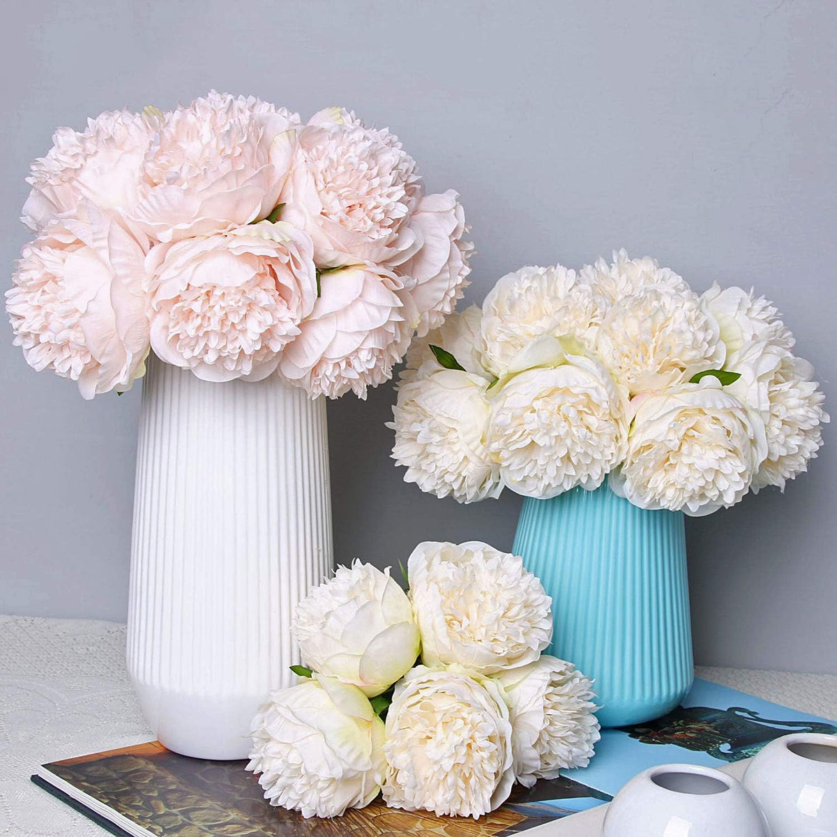 Künstliche Päonien Sträuße 30 cm, 5 Stiele – Seidenblumen für Hochzeit, Event & Tischdeko