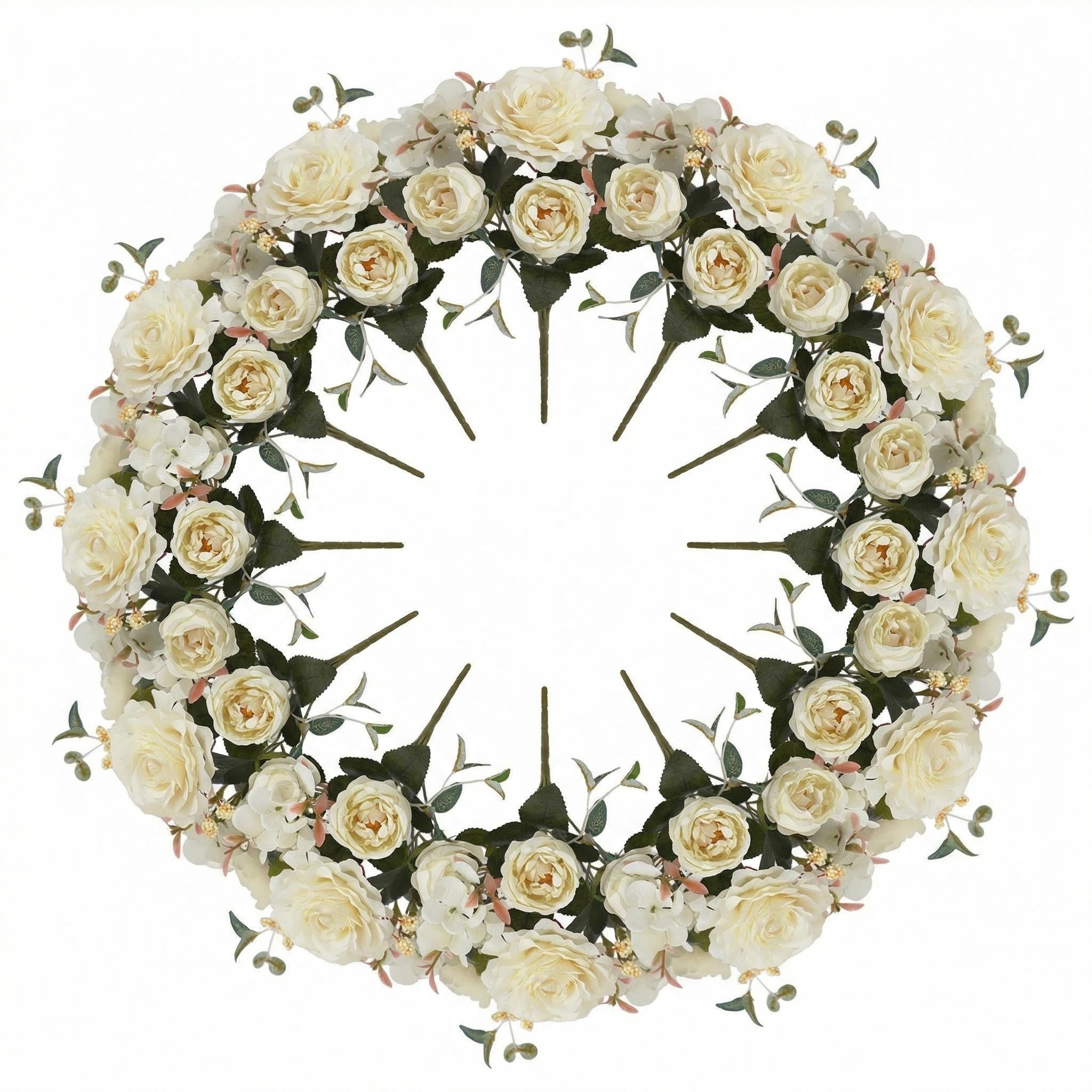 Kunstblumen Pfingstrosen 12er Großpackung – Seidenblumen-Sträuße mit Hortensien, 29 cm, für Hochzeit, Floristik & Heimdeko