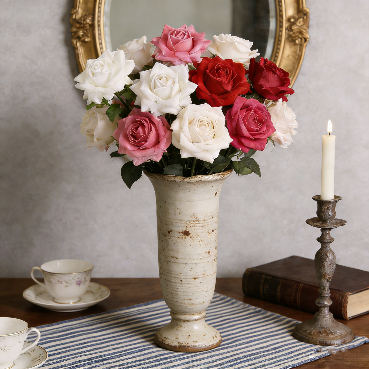 Premium Kunstrose 71 cm – Echt fühlbare Real-Touch Blüte, lebensechte Rosenstiel für Vase, Hochzeitsdeko & Zuhause