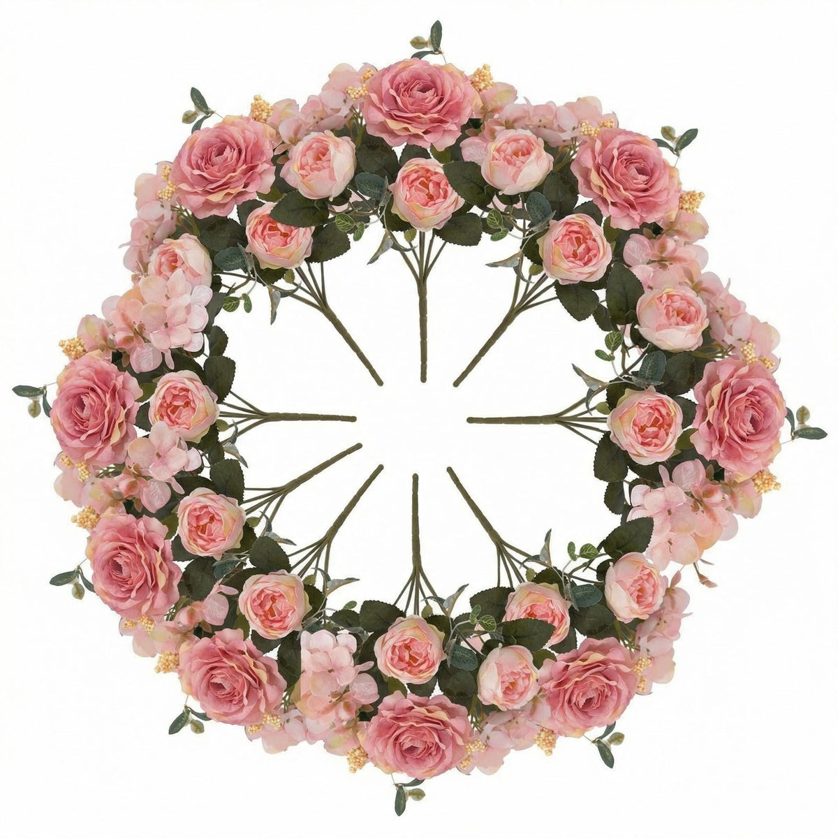 Kunstblumen Pfingstrosen 12er Großpackung – Seidenblumen-Sträuße mit Hortensien, 29 cm, für Hochzeit, Floristik & Heimdeko