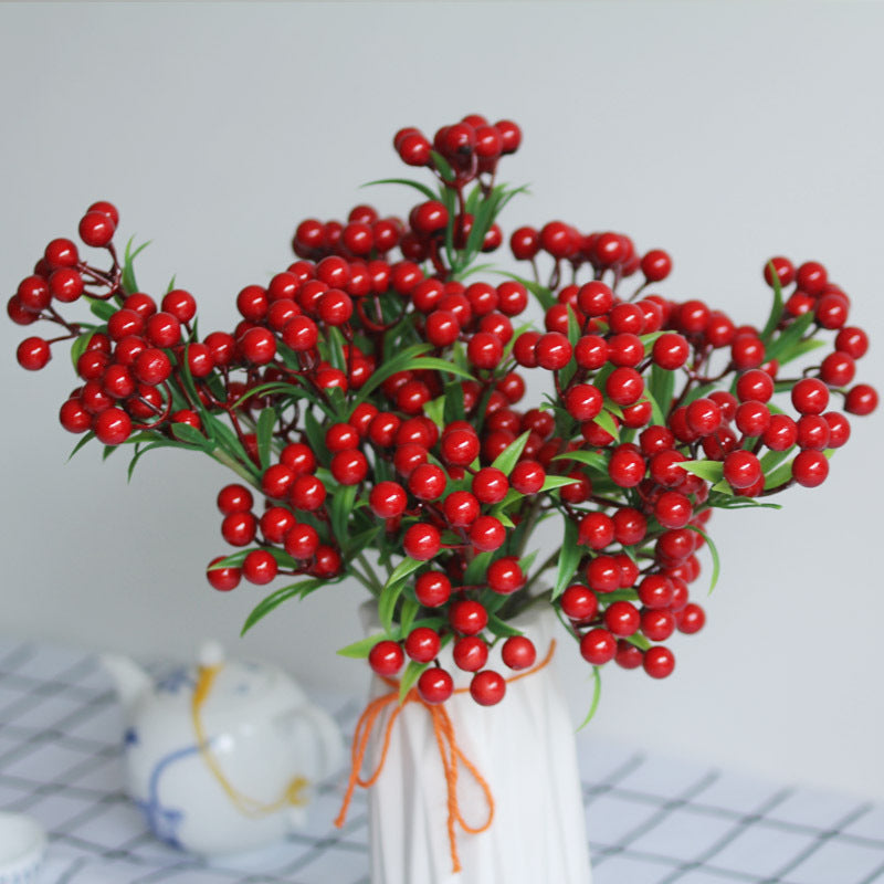 Ilex Zweige künstlich 35 cm, Dekozweige mit Beeren für Vase & Gestecke, Naturgetreue Stechpalme für Weihnachtsdeko, Herbst & ganzjährige Dekoration