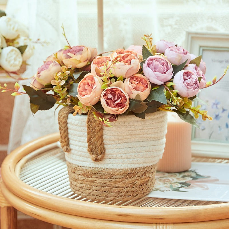 Kohlrosenbusch 25cm, 6 realistische Seidenrosen, Kunstblumen-Strauß für Deko, Hochzeit & Vase, Mengenrabatt für Gewerbe